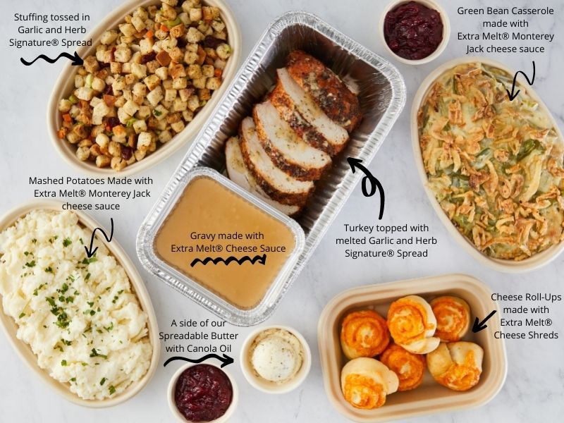 Thanksgiving Restaurant Meal Kit featuring various dishes made with Land O Lakes Products