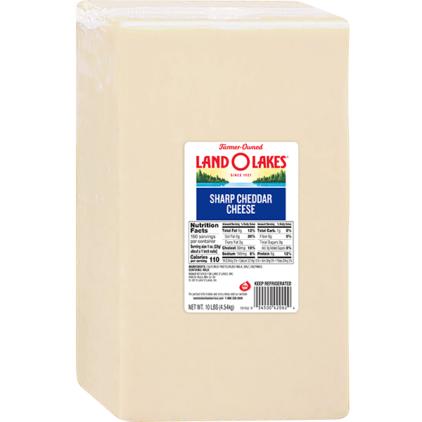 Land O Lakes® Sharp Cheddar Cheese, White | Land O'Lakes Foodservice