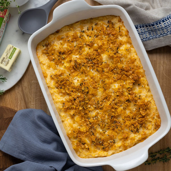 Cheesy Potatoes with Herbed Corn Flakes