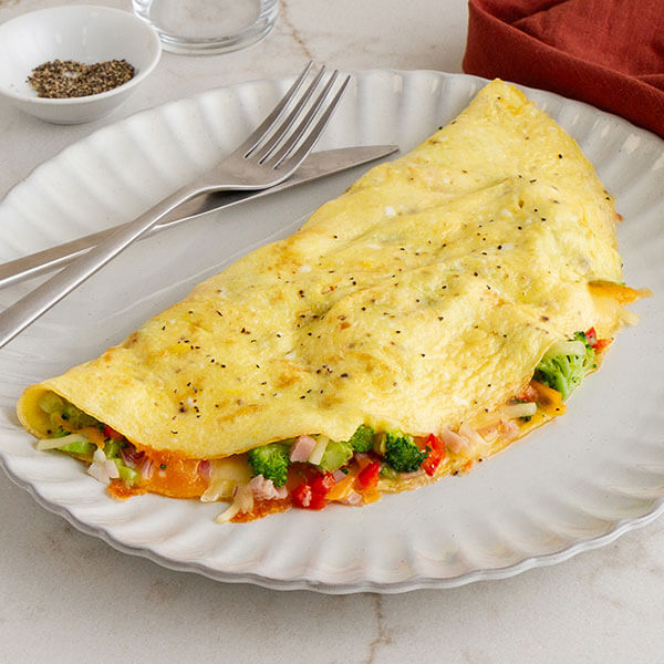 Veggie, Ham and Cheese Omelet