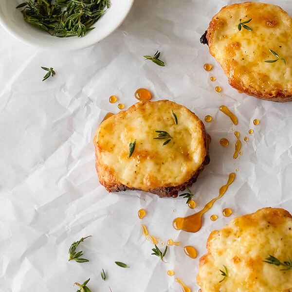 Cheddar Hot Honey Crostini