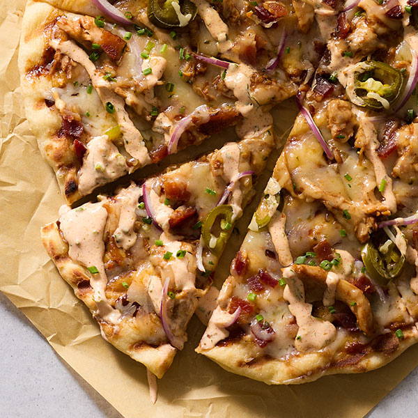 Cheesy BBQ Chicken Grilled Pizza