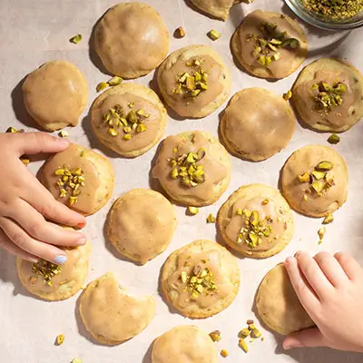 Brown Butter Glazed Pistachio Cookies