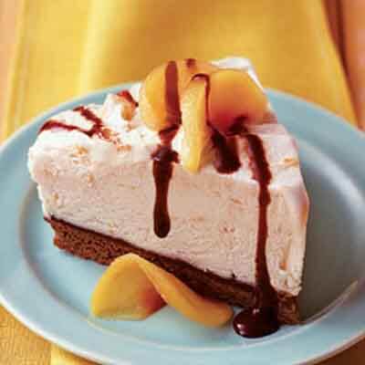 Peaches & Cream Brownie Mud Pie