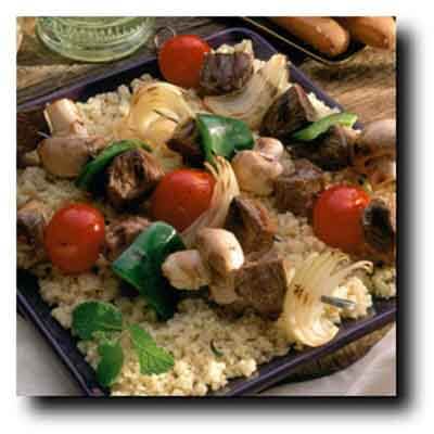 Lamb Kabobs with Roasted Garlic Couscous