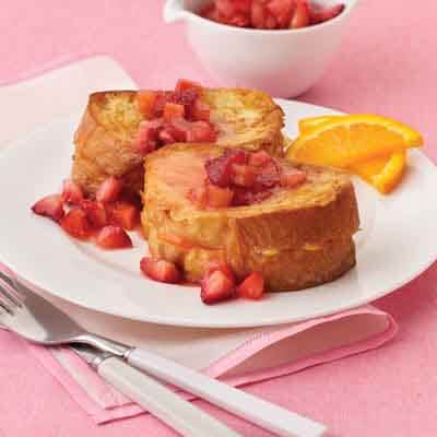 French Toast with Strawberry Rhubarb Sauce