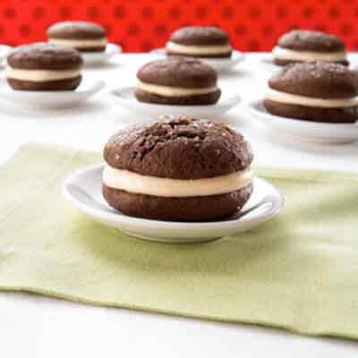 Mini Chocolate Whoopie Pies with Salted Caramel Filling (Gluten-Free Recipe)