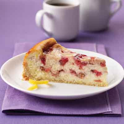 Strawberry Rhubarb Ribboned Cheesecake