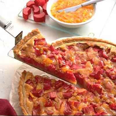 Marmalade-Glazed Rhubarb Custard Tart