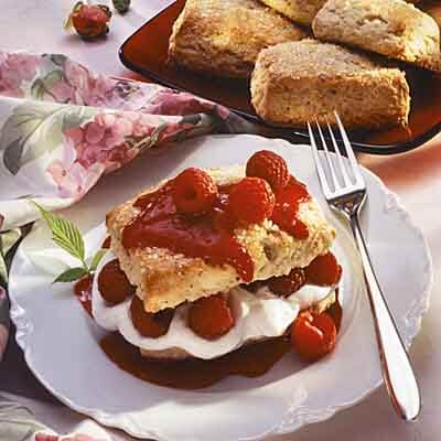 Hazelnut Shortcake With Raspberries