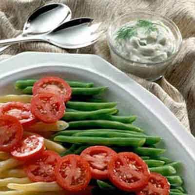 Fresh Beans & Tomatoes with Dill Cream