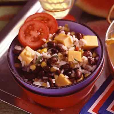 Easy Cheesy Rice & Bean Salad