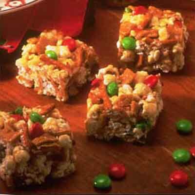 Chewy Caramel Candy Popcorn Squares