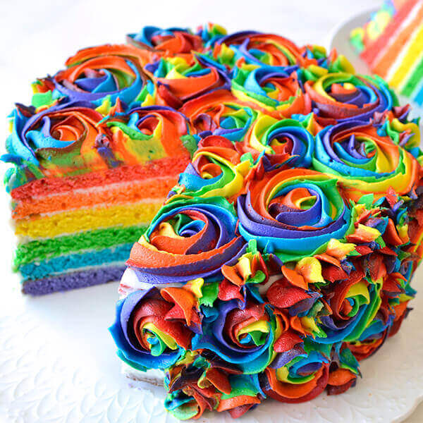 Rainbow Cake Recipe with Four Cake Layers  Chelsweets