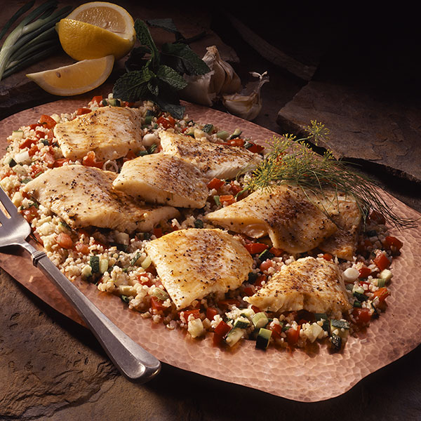 Broiled Walleye with Dill Tabbouleh