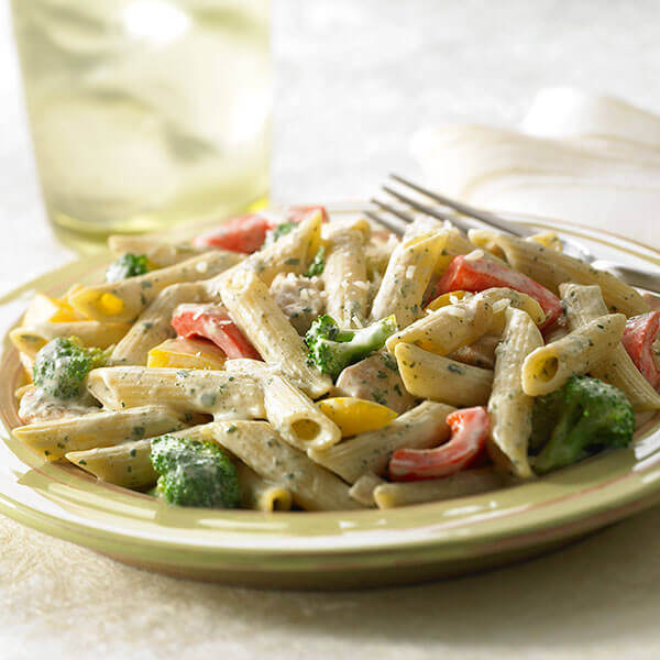 Creamy Basil Pasta with Chicken Vegetables