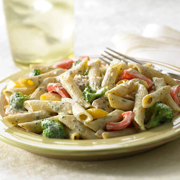 Creamy Basil Pasta with Chicken & Vegetables Image 