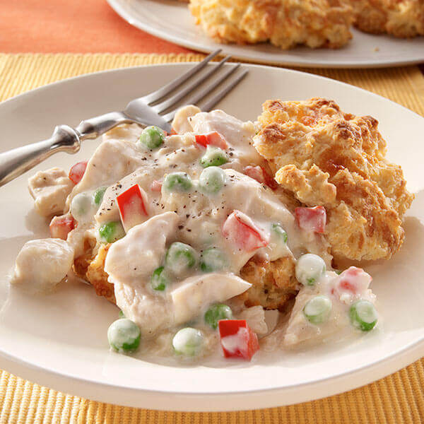 Creamy Turkey over Cheesy Biscuits
