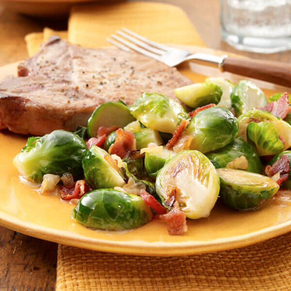 Caramelized Onion & Bacon Brussels Sprouts