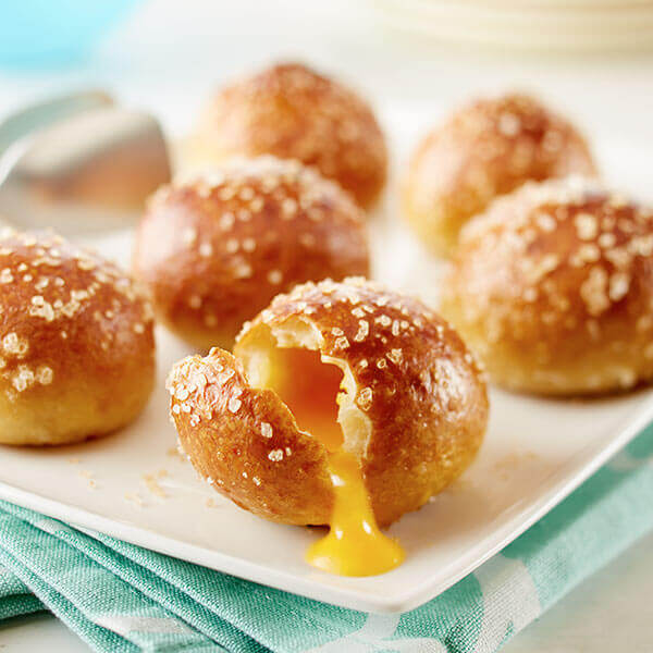 Cheese-Stuffed Pretzel Buns