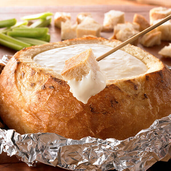 Grilled 3-Cheese Fondue Bread Bowl