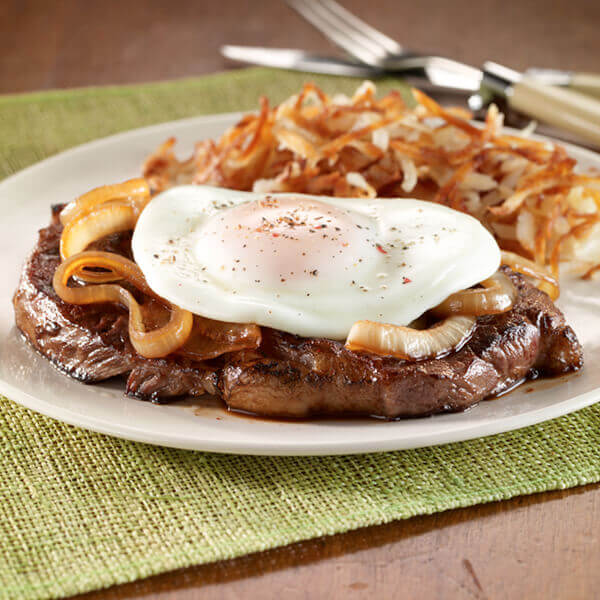 Rib-Eye Steak with Caramelized Onion & Fried Egg
