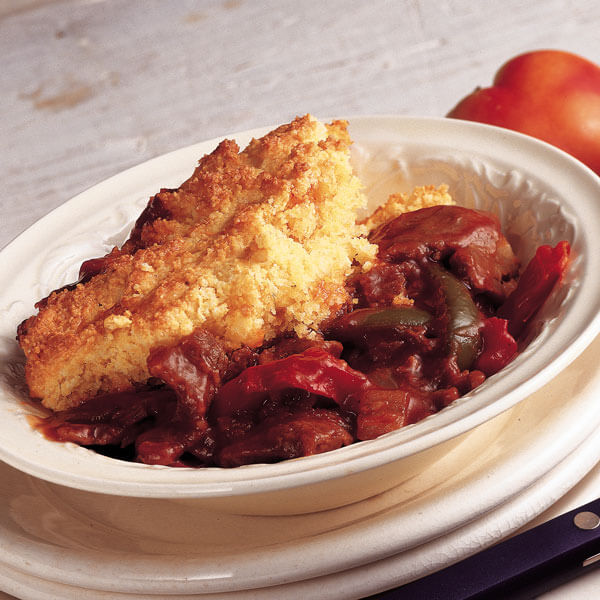 Barbecue Beef with Cornbread Topping