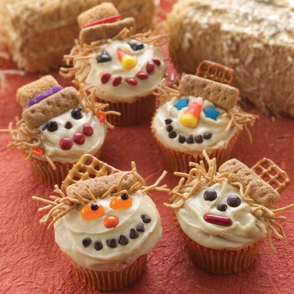 Smiling Scarecrow Cupcakes