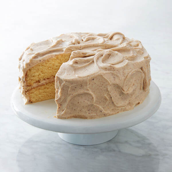 Browned Butter Cake with Browned Butter Swiss Meringue Frosting