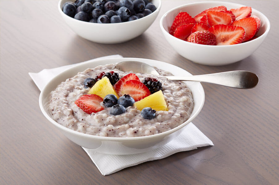 Rice Pudding with Acai Powder and Fresh Berries Recipe | Land O’Lakes