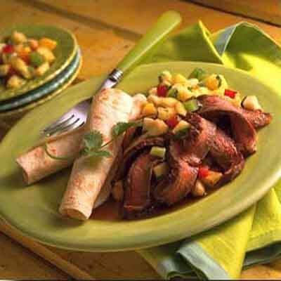 Glazed Beef with Pineapple Salsa