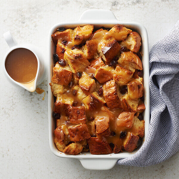 Old-Fashioned Bread Pudding with Vanilla Sauce