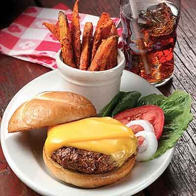 Chili Burger with Sweet Potato Fries