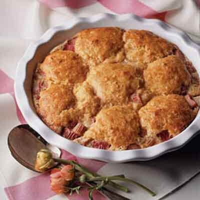 Spiced Rhubarb Custard Cobbler