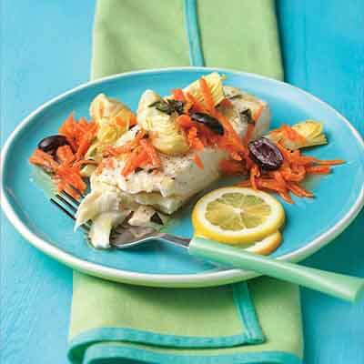 Grill-Steamed Mediterranean Halibut