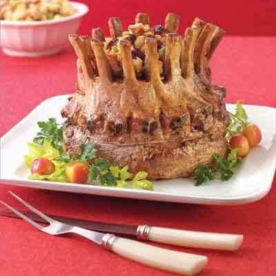 Pork Crown Roast with Cherry Cornbread Stuffing