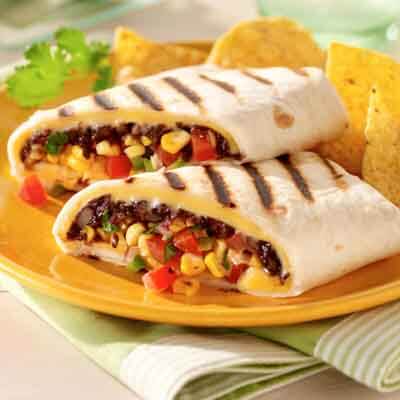 Southwest Black Bean & Corn Grilled Wraps