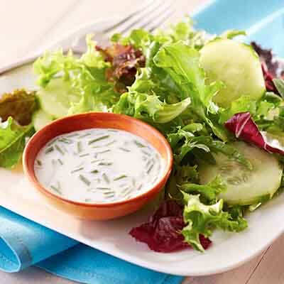 Creamy Dressing on Salad Greens