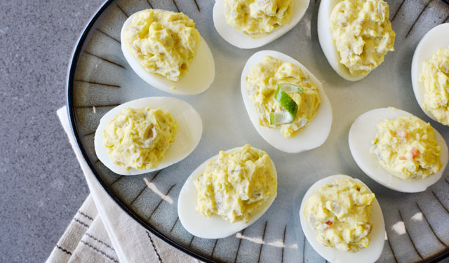 Green Chile Deviled Eggs