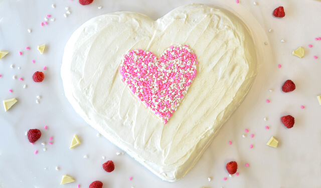 Raspberry-Filled Heart Cake