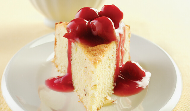 Almond Cake with Sour Cherry Sauce