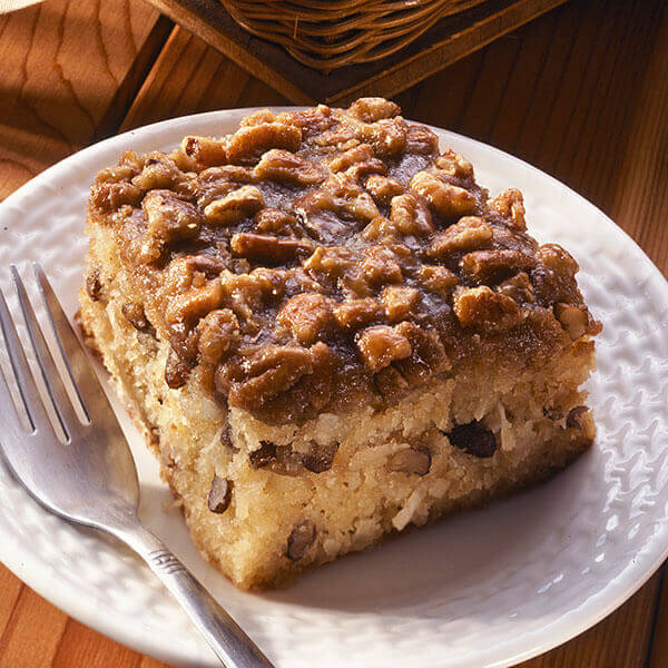 Coconut Pecan Cake with Broiled Frosting