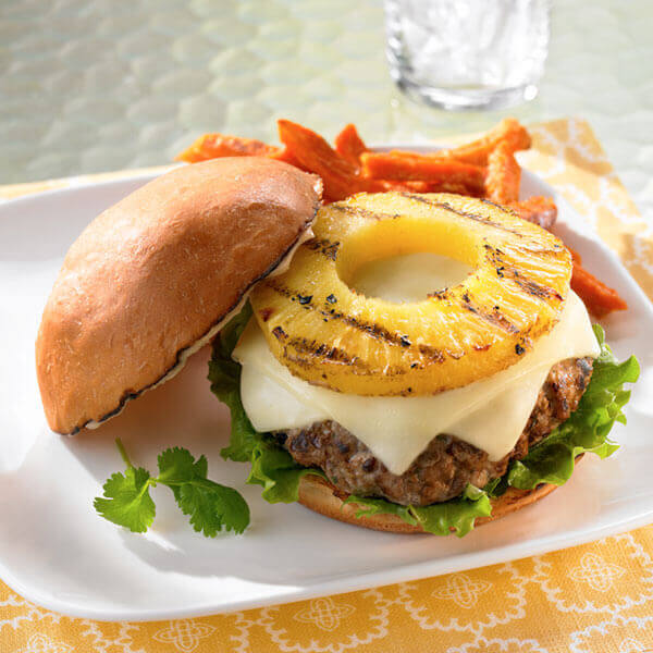 Teriyaki Pork Burgers with Grilled Pineapple