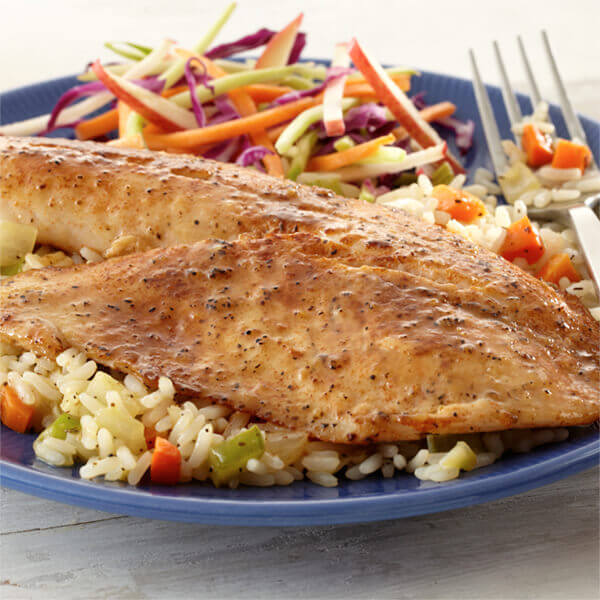 Lemon Paprika Tilapia over Rice Pilaf