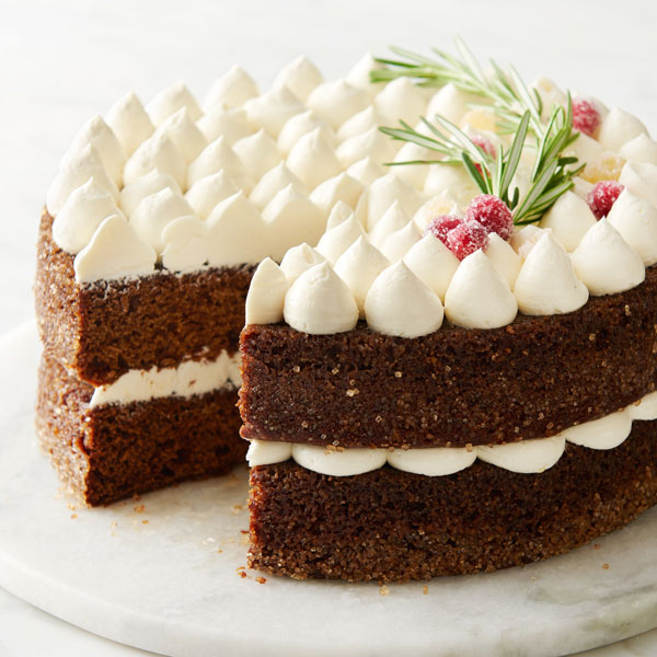Gingerbread Cake with White Chocolate Swiss Meringue Frosting